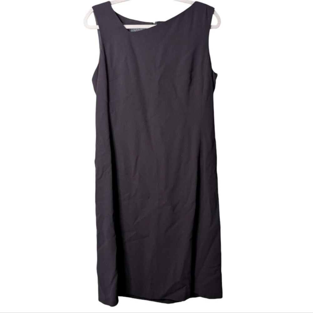 Lafayette 148 NY black wool sheath dress size 10 sleeveless Luxury Career Corp